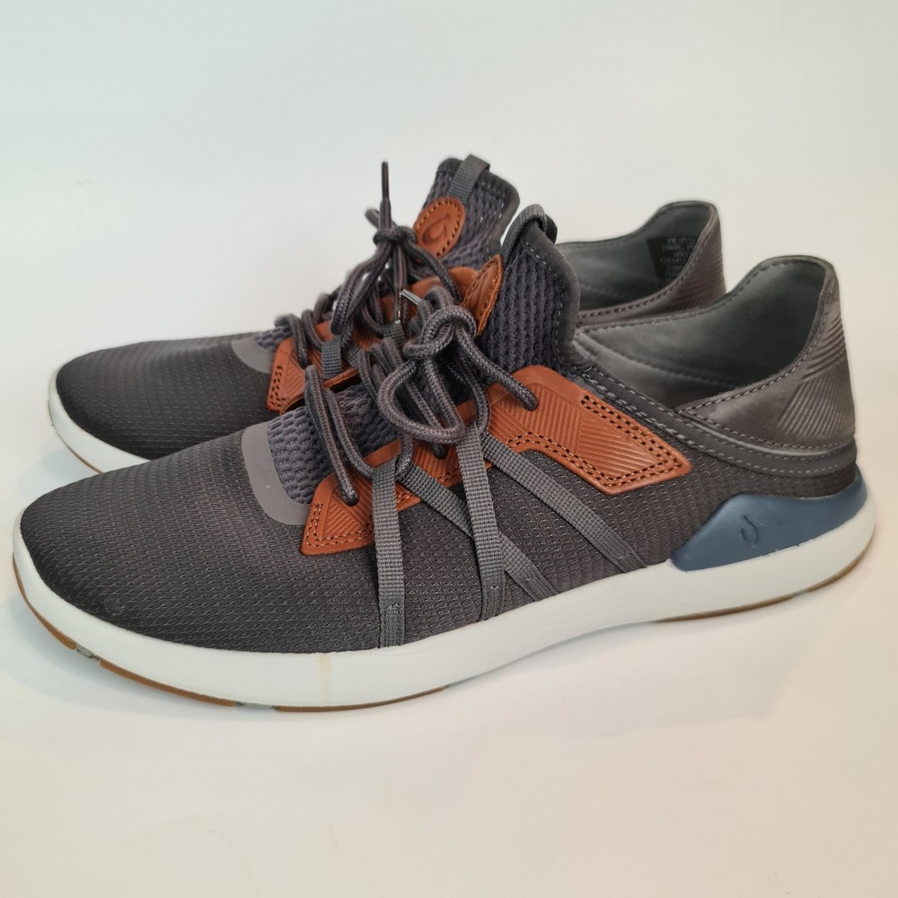 OluKai Mio Li Mens Charcoal Gray Mesh Boat Shoes Sneakers 11 Drop in Heel EUC - Picture 4 of 11